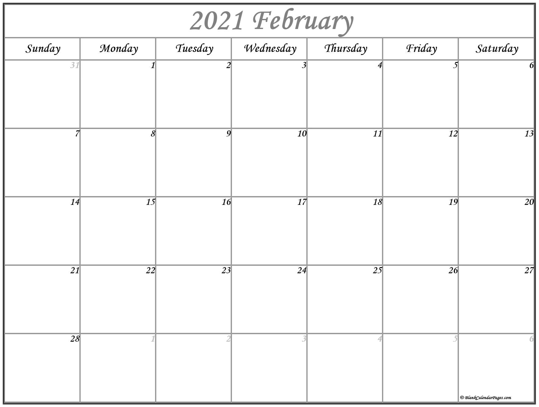 February 2021 Calendar | Free Printable Monthly Calendars