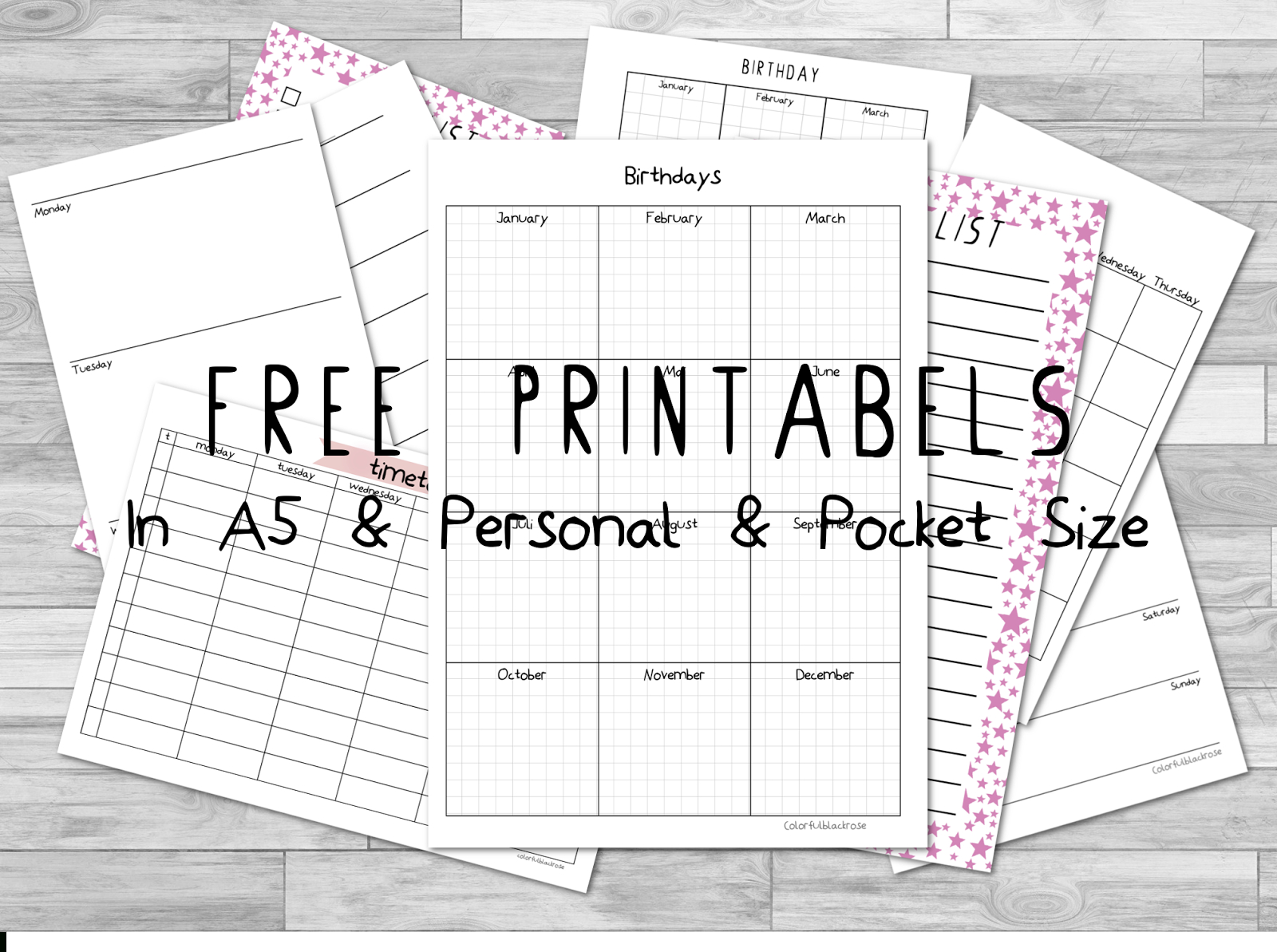 Filofax | Free Printables | Colorfulblackrose
