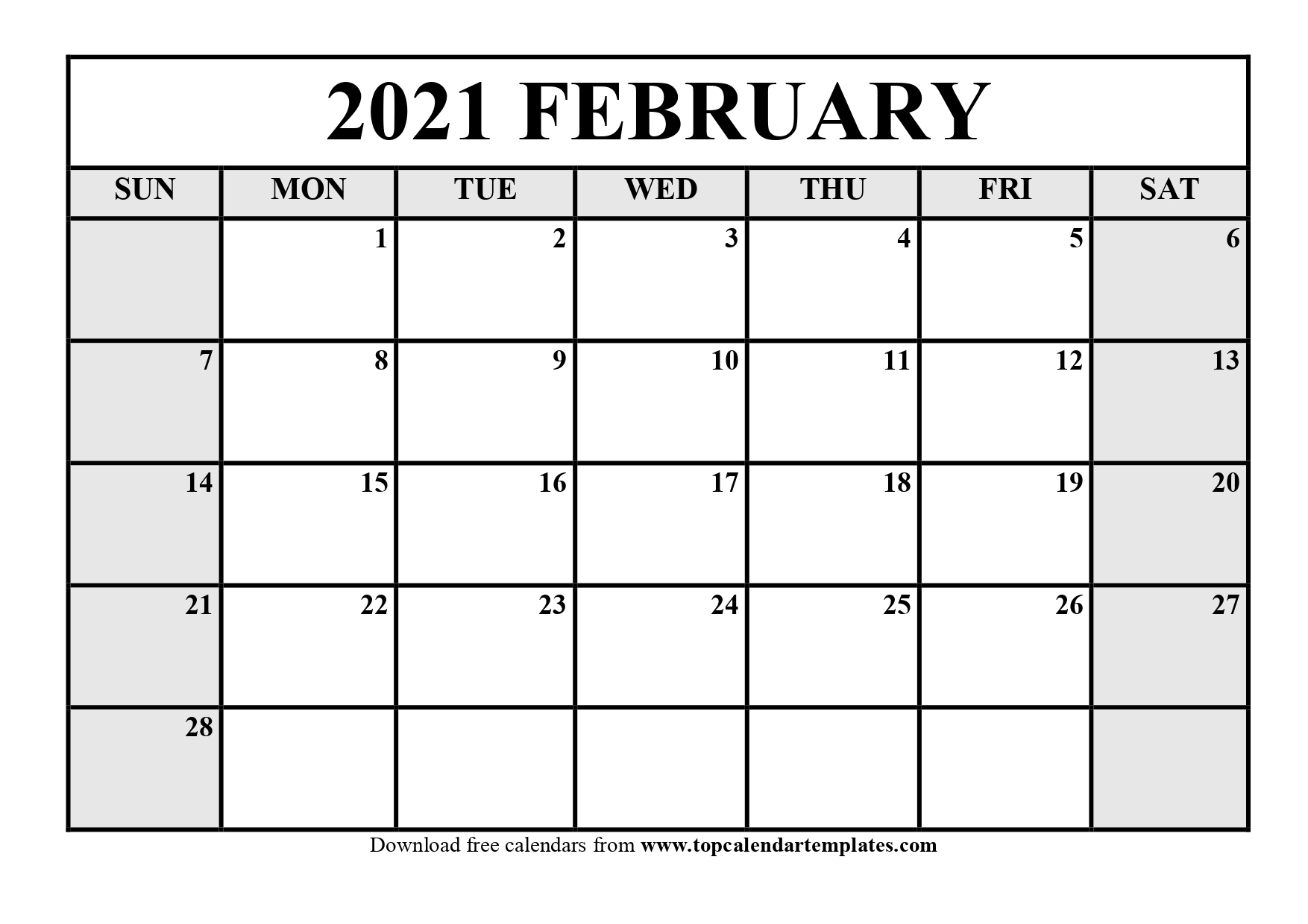 Free February 2021 Calendar Printable (Pdf, Word)