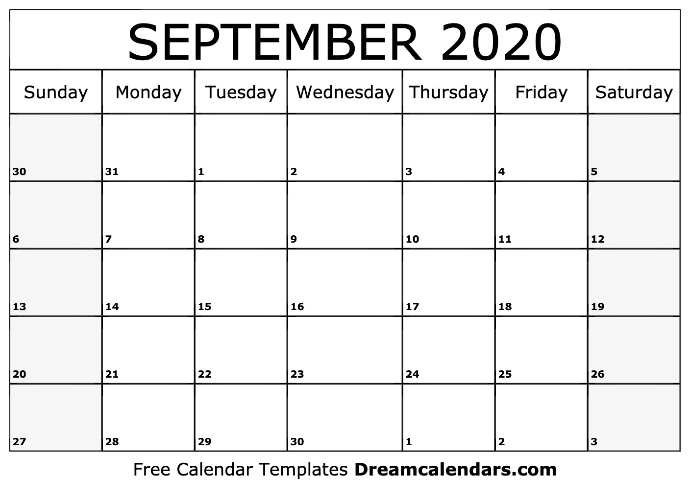 Free Printable Calendar For September 2020 | Month
