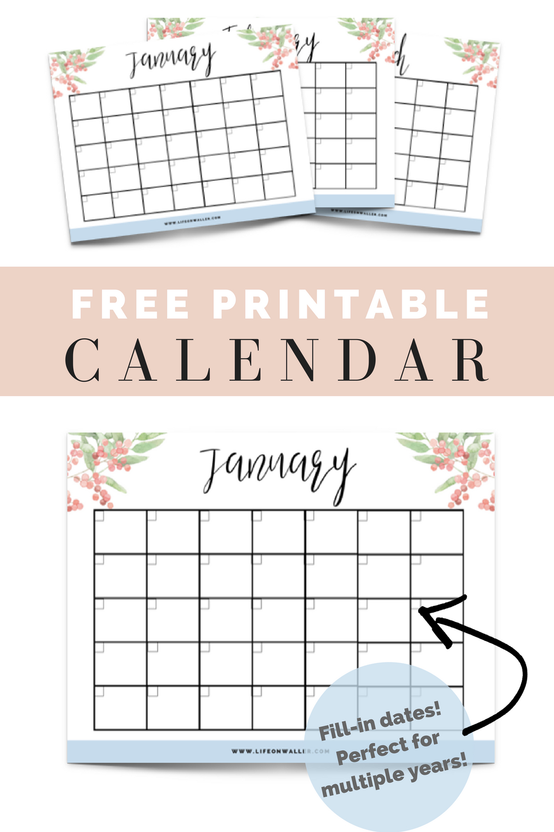 Free Printable Fill-In Floral Calendar | Free Printable