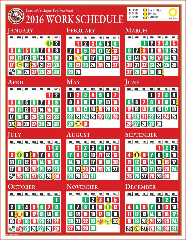 Houston Fire Department Shift Calendar | Printable