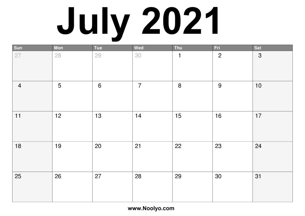 July 2021 Calendar Printable – Free Download – Noolyo