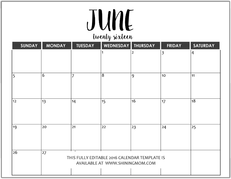Just In: Fully Editable 2016 Calendar Templates In Ms Word