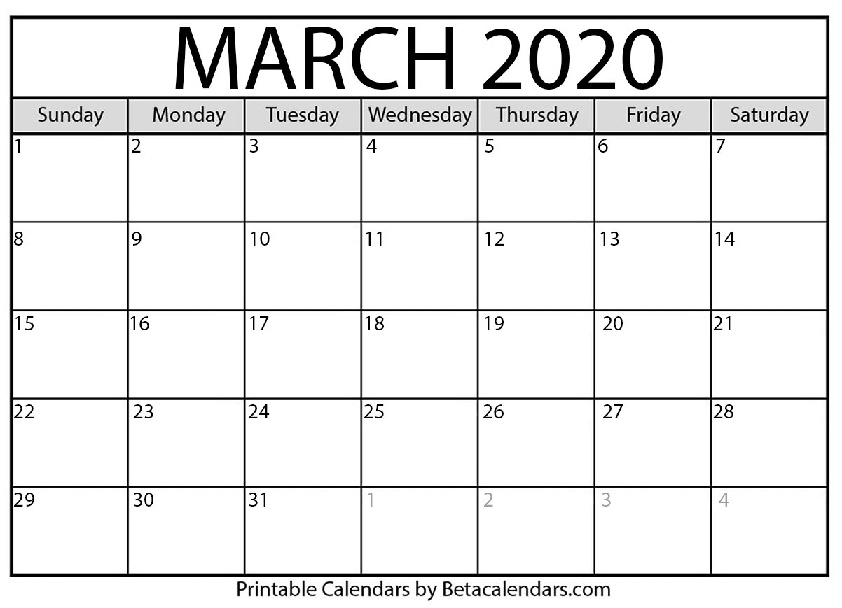 March 2020 – Template Calendar Design