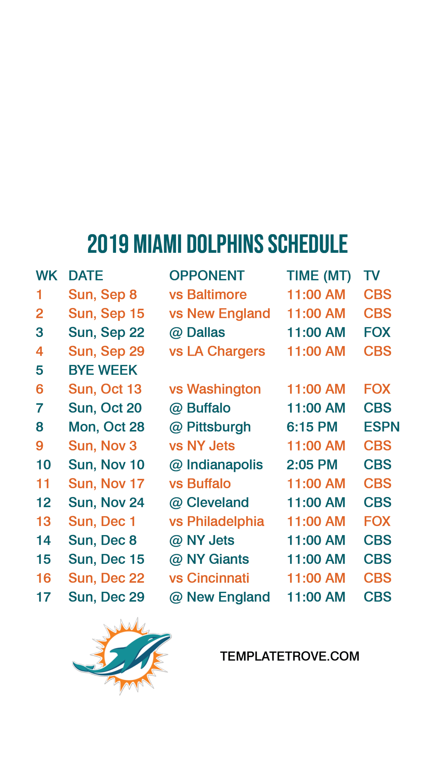 Miami Dolphins Schedule 2019 Tickets
