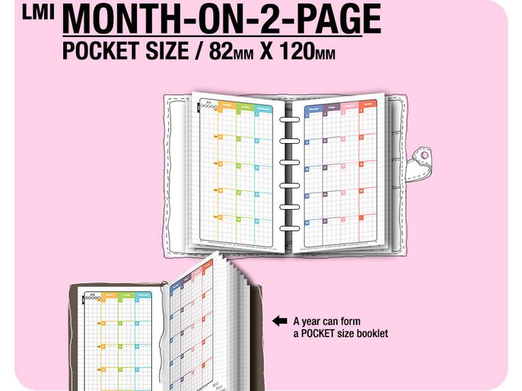 Mo2P 2019, 2020, 2021 / Pocket Month-On-2-Page Mon