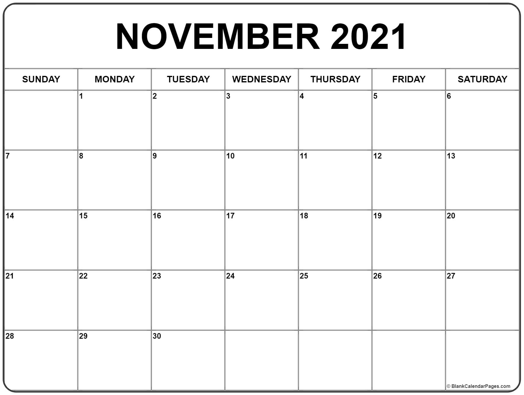 November 2021 Calendar | 56+ Templates Of 2021 Printable