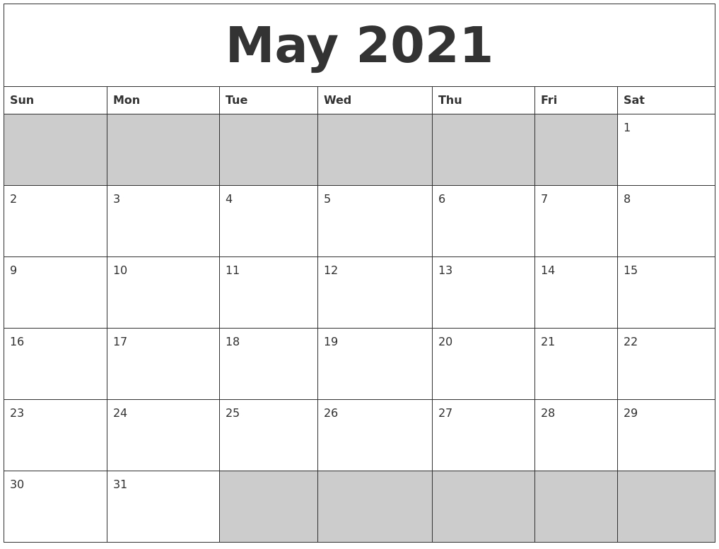 October 2021 Monthly Calendar Printable