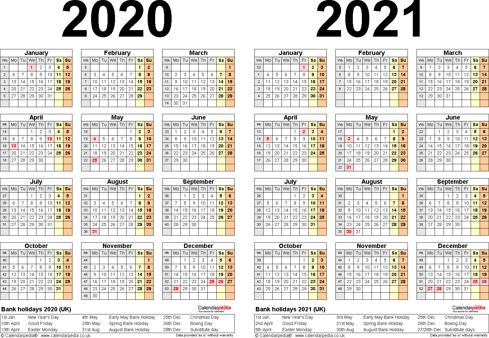 Pick Printable 2 Year Calendar 2020 2021 | Calendar