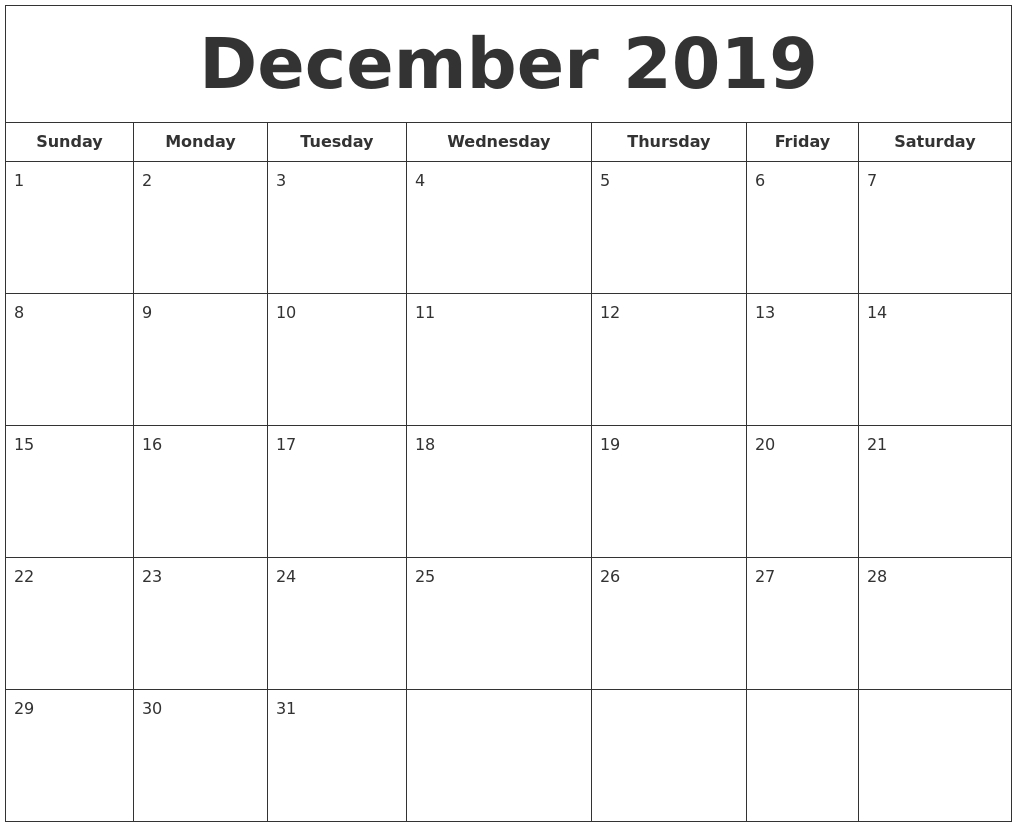 Printable Calendar Sunday Through Saturday | Month