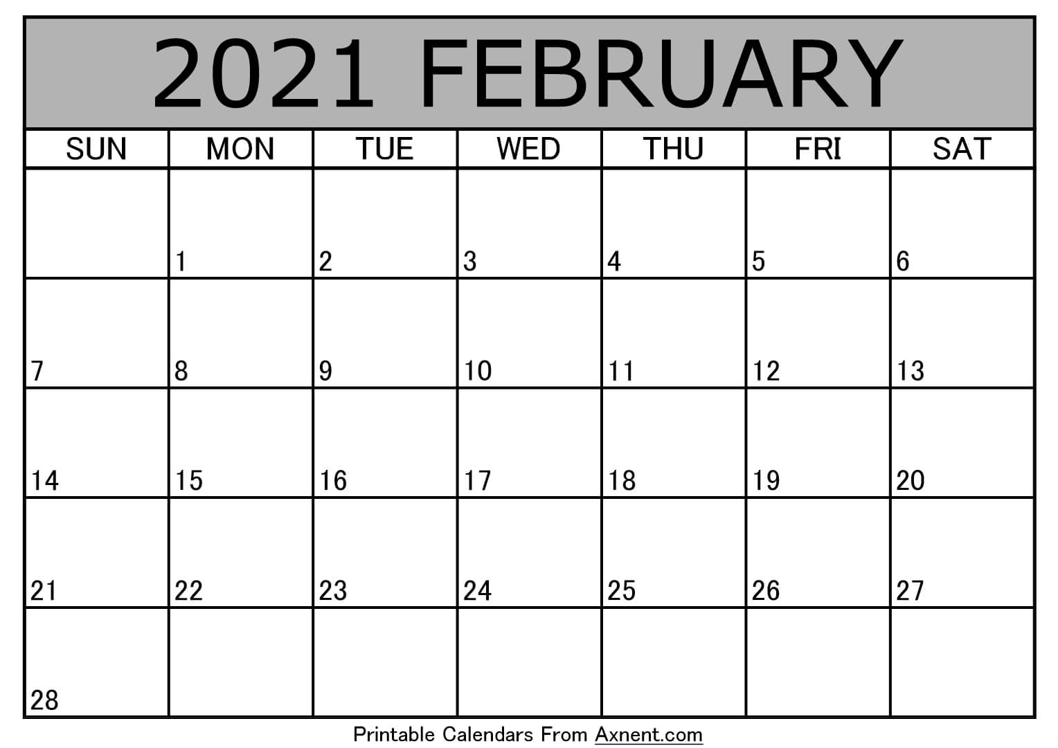 Printable February 2021 Calendar Template - Time