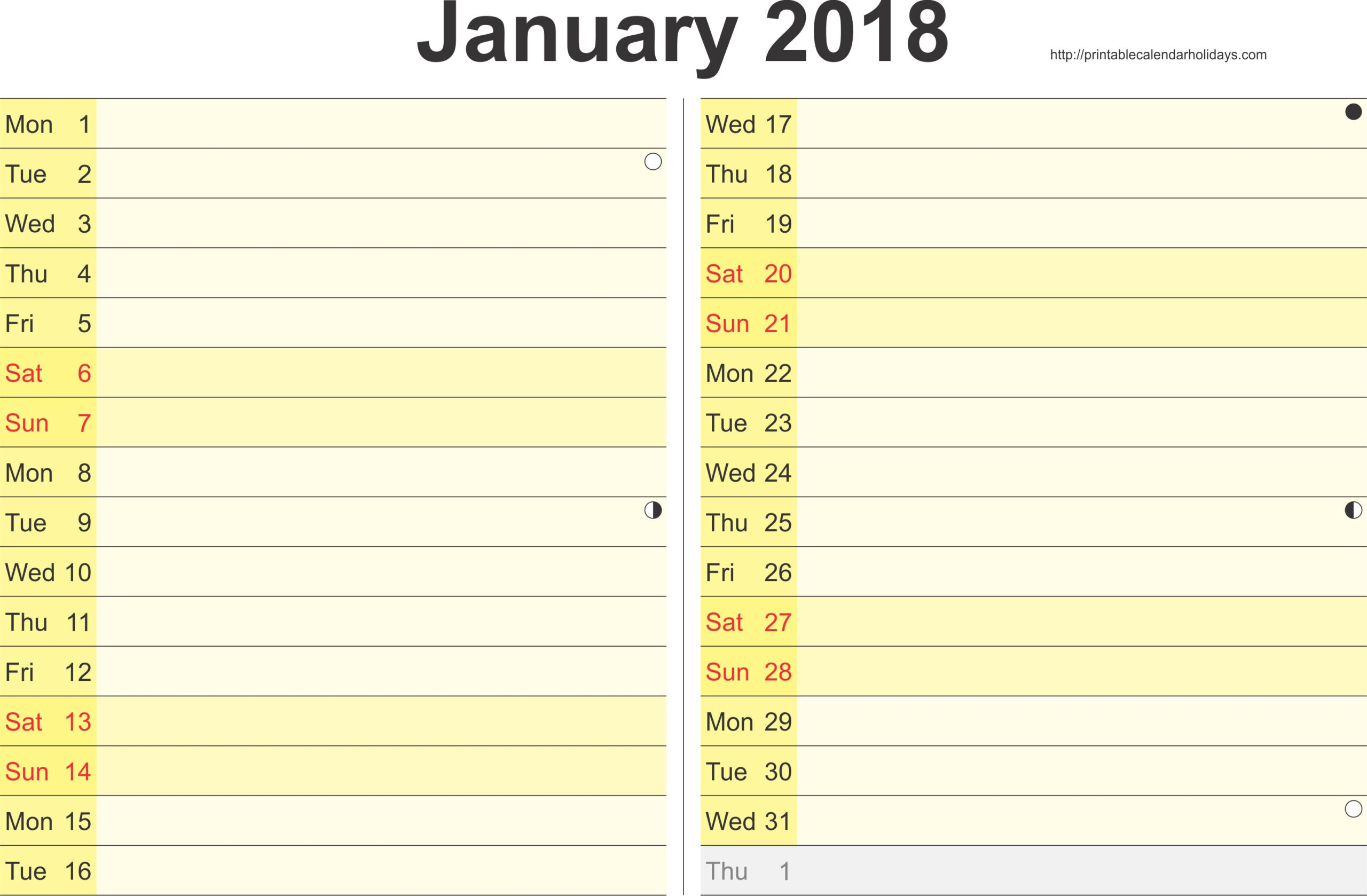 Printable Monthly Planner Template 2018 ( 12 Months