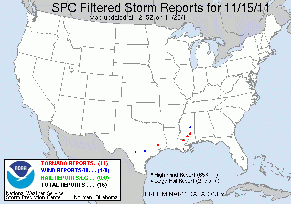 Storm Prediction Center 20111115&#039;S Storm Reports