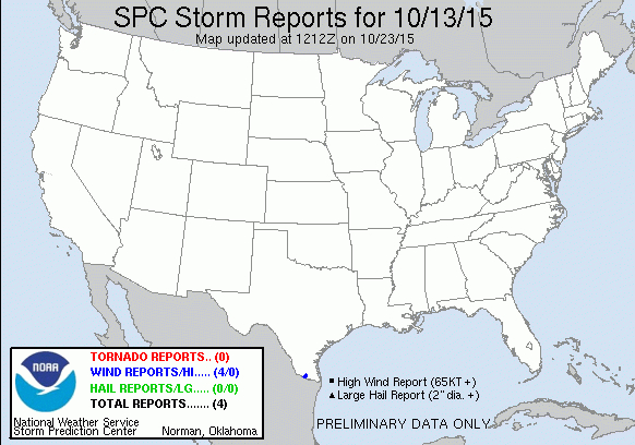 Storm Prediction Center 20151013&#039;S Storm Reports