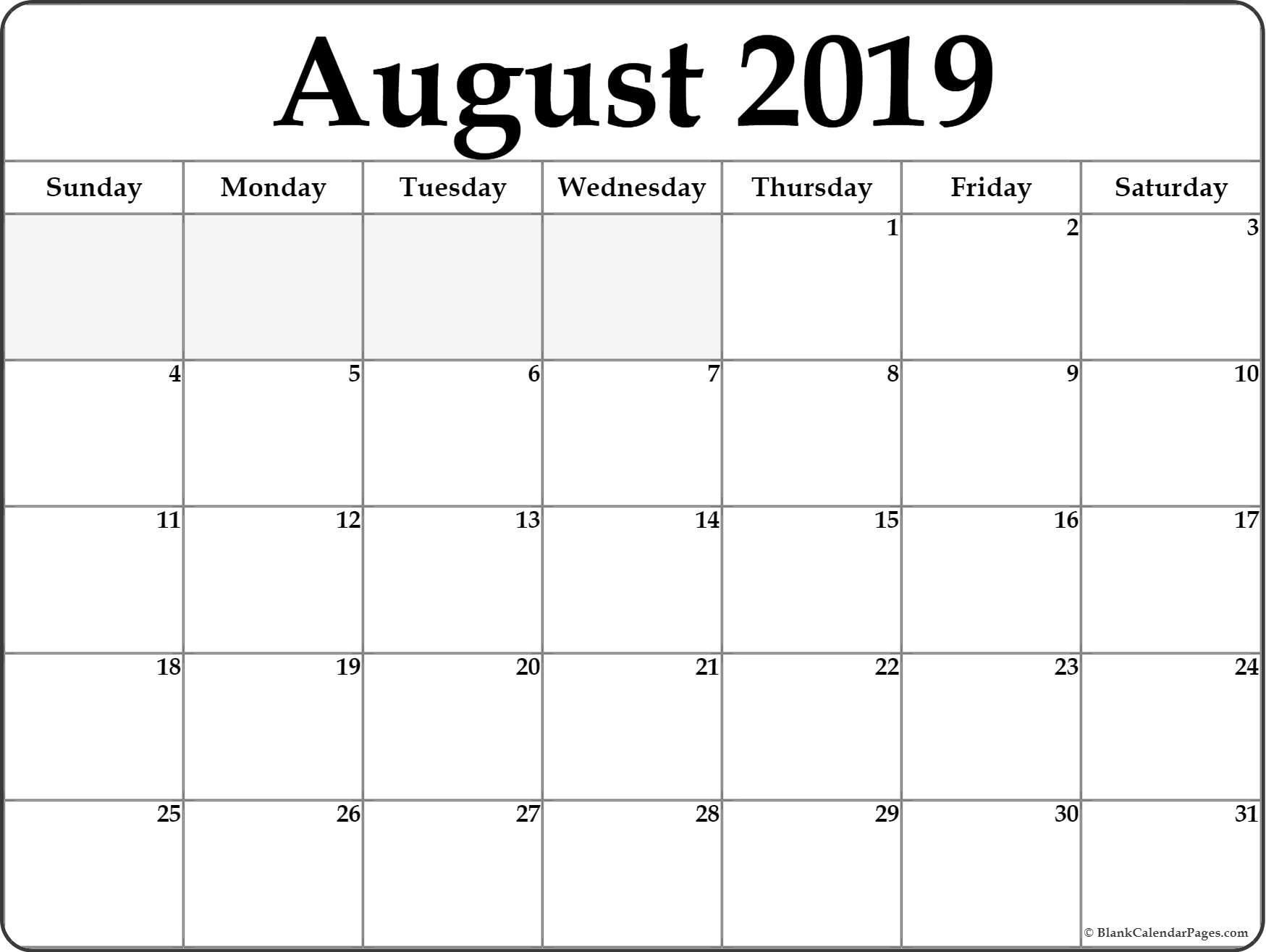 Take Fill In August 2019 Calendar Printable ⋆ The Best