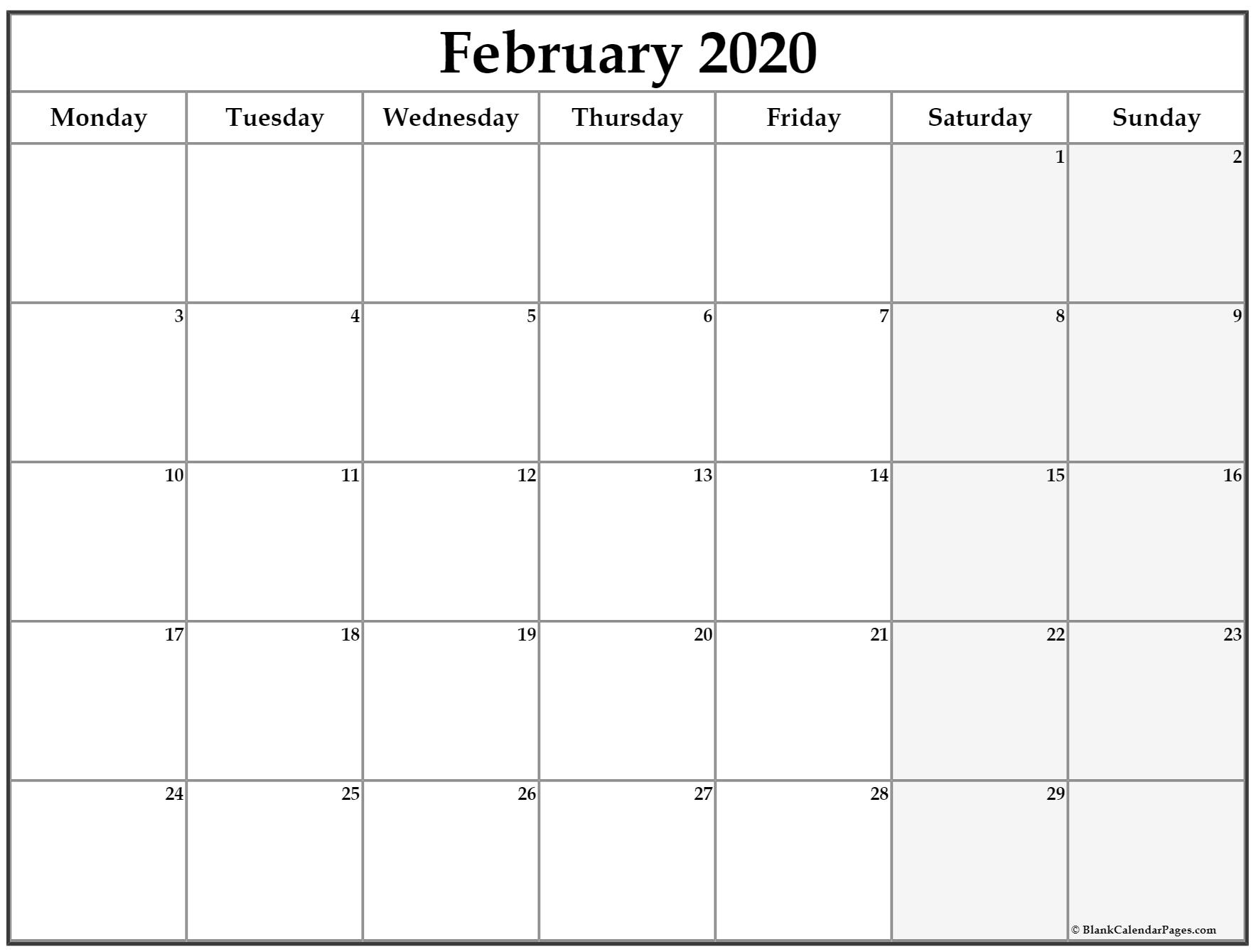 To Write On Printable Calendar 2020 Monday Thru Friday