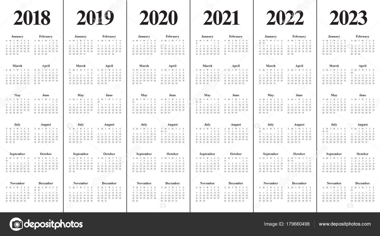 Year 2018 2019 2020 2021 2022 2023 Calendar Vector — Stock