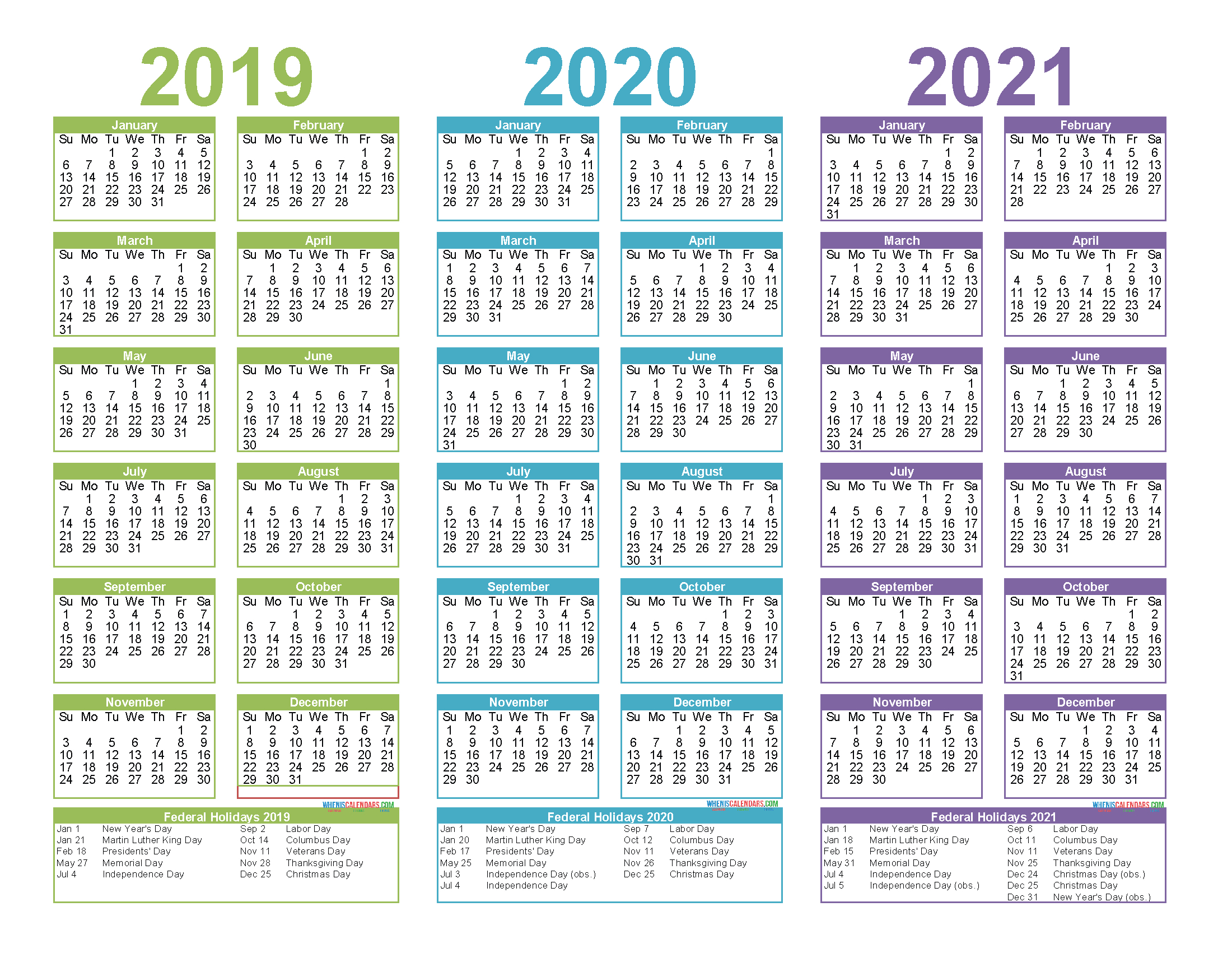 3 Year Calendar 2020 To 2021 Excel | Calendar For Planning