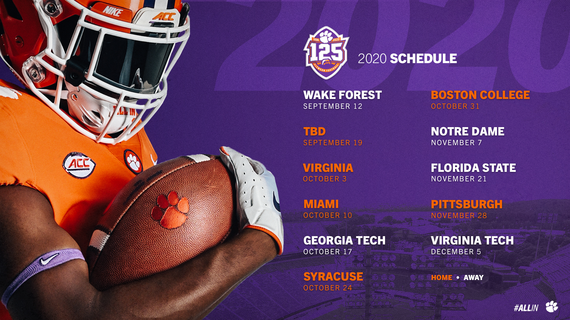 Updated 2020 Football Schedule Announced – Clemson Tigers