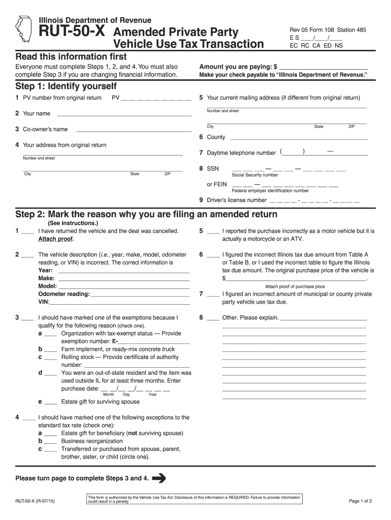 2015-2021 Form Il Rut-50-X Fill Online, Printable, Fillable