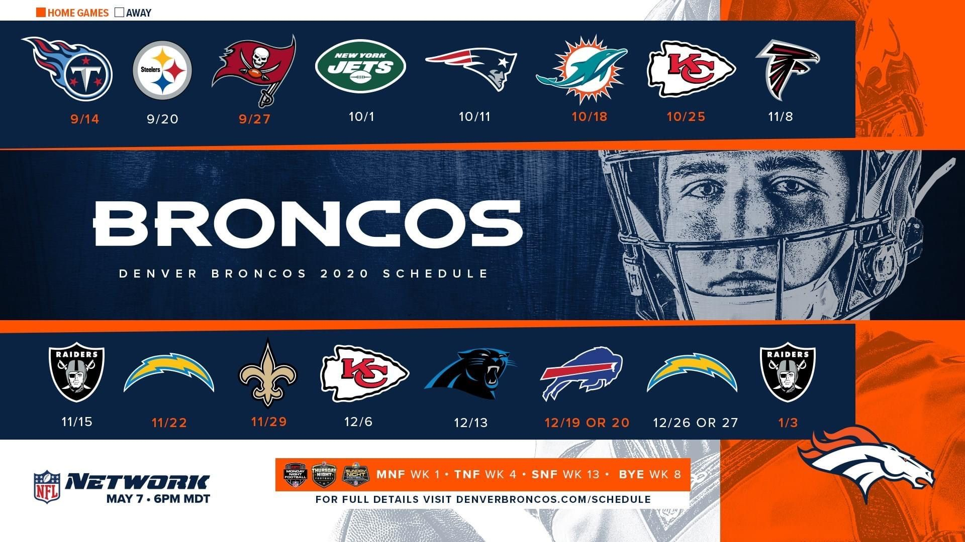 2020-2021 Season | Printable Nfl Schedule, Broncos, Denver