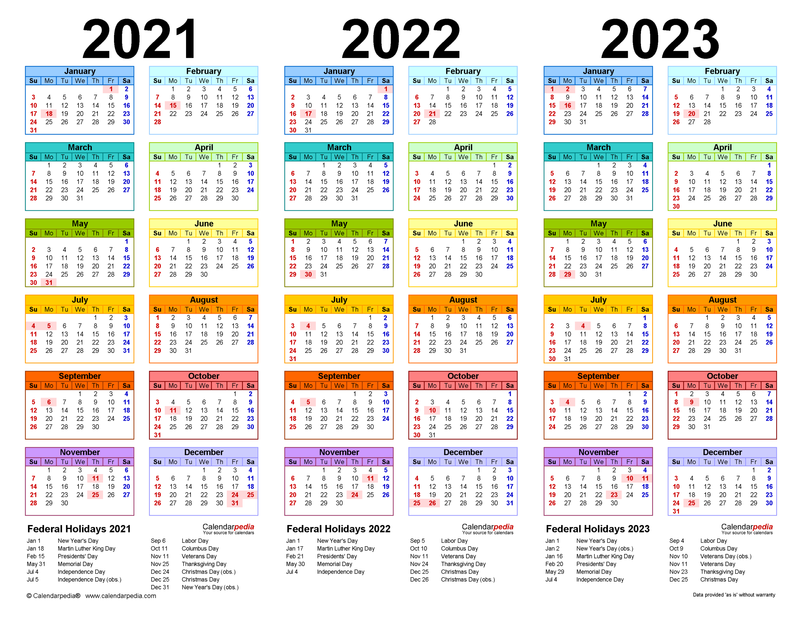 Printable Calendar 2021 2023 Calendar Printables Free Blank