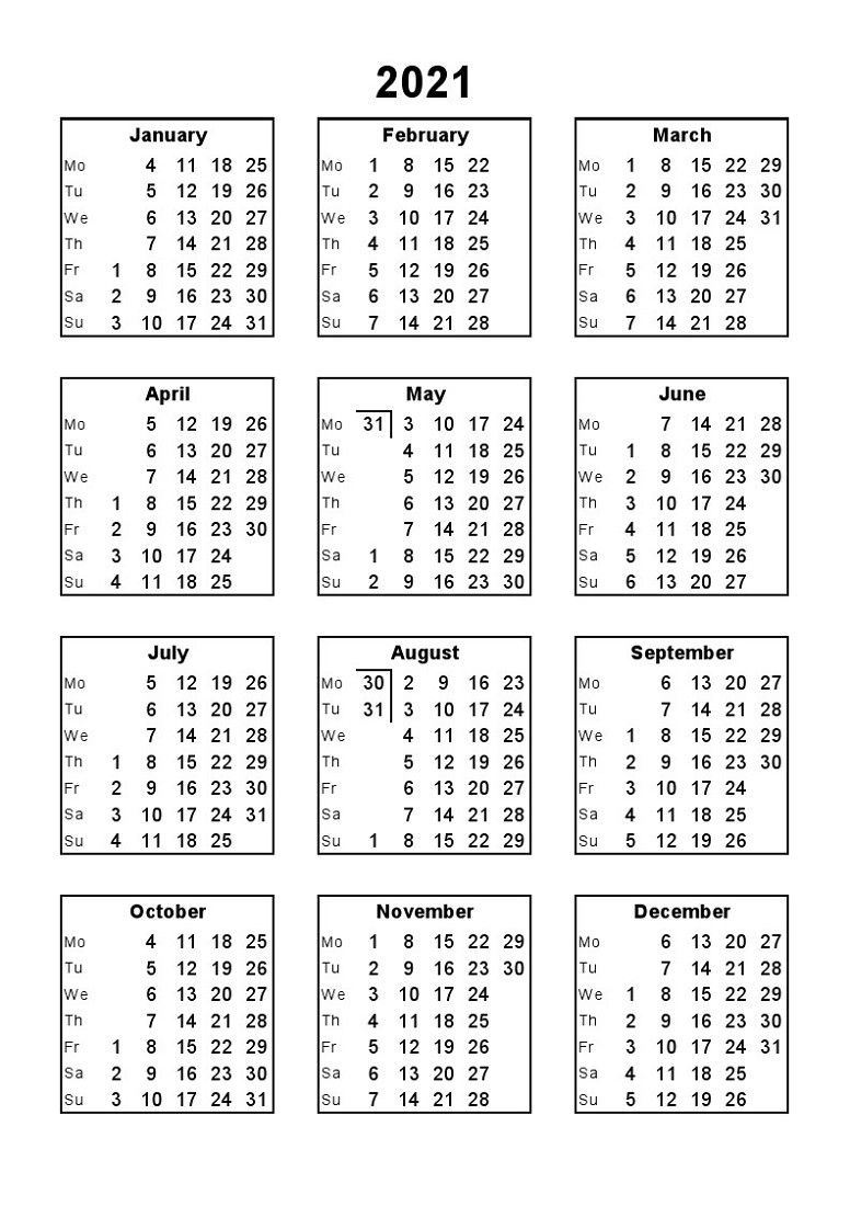 2021 Calendar Print Out Full Months – Delightful For You To