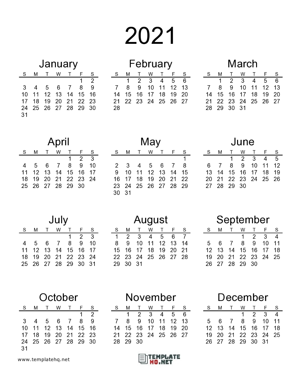 2021 Calendar Printable 00 | Calendar Printables, 2021