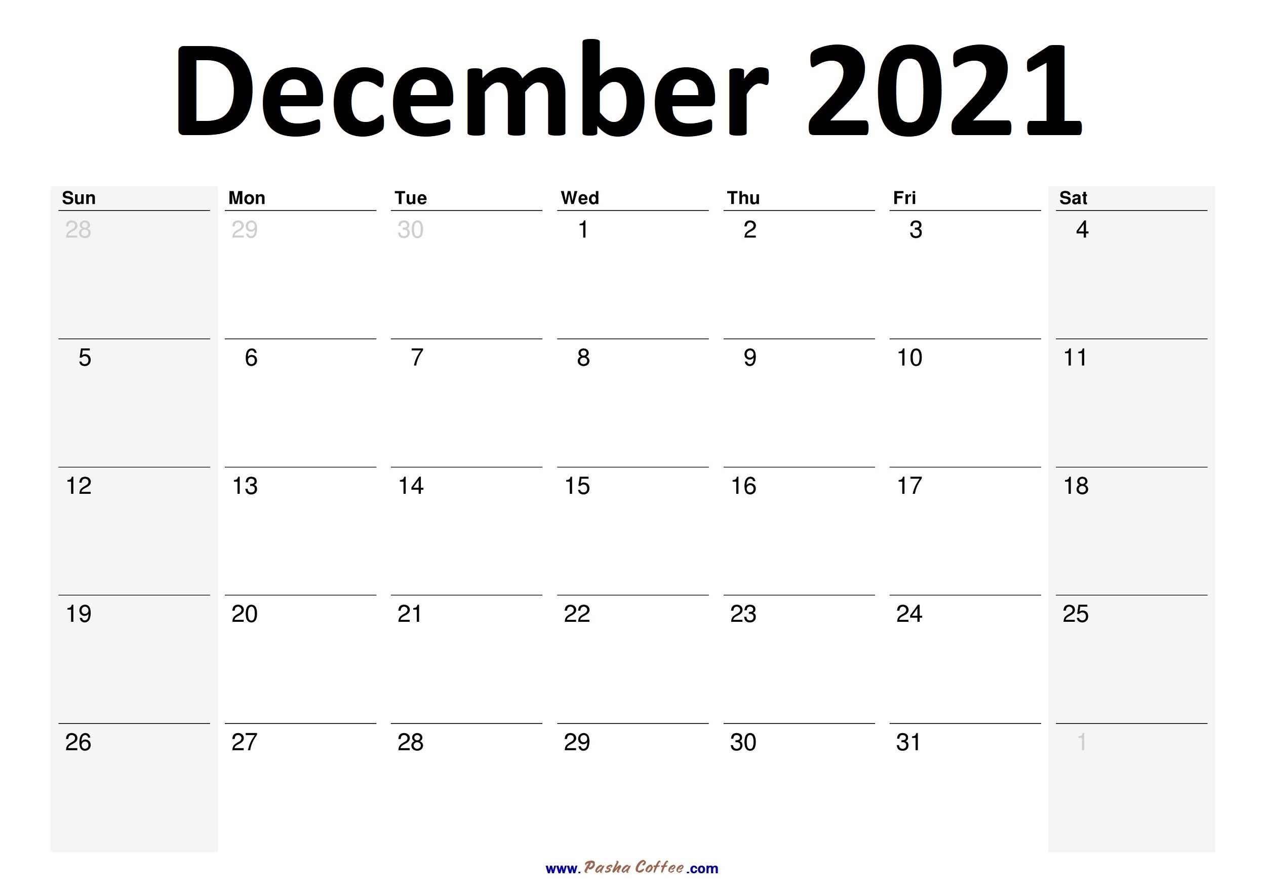 2021 December Calendar Planner Printable Monthly |