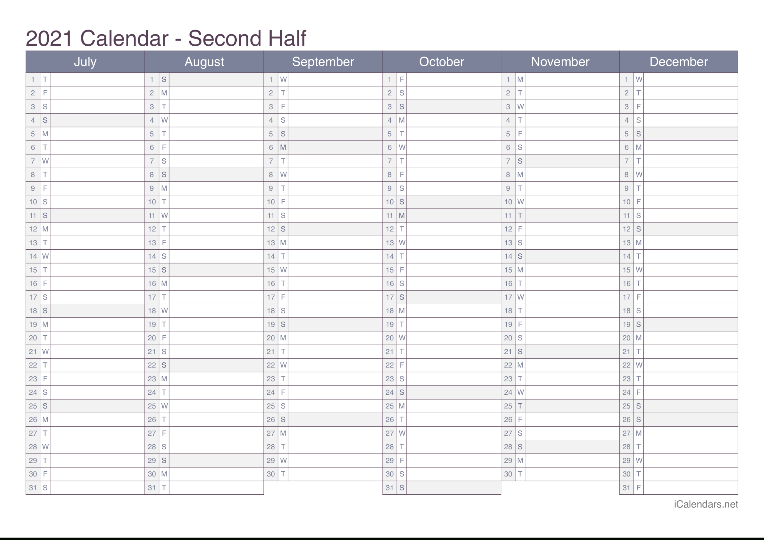 2021 Printable Calendar - Pdf Or Excel - Icalendars