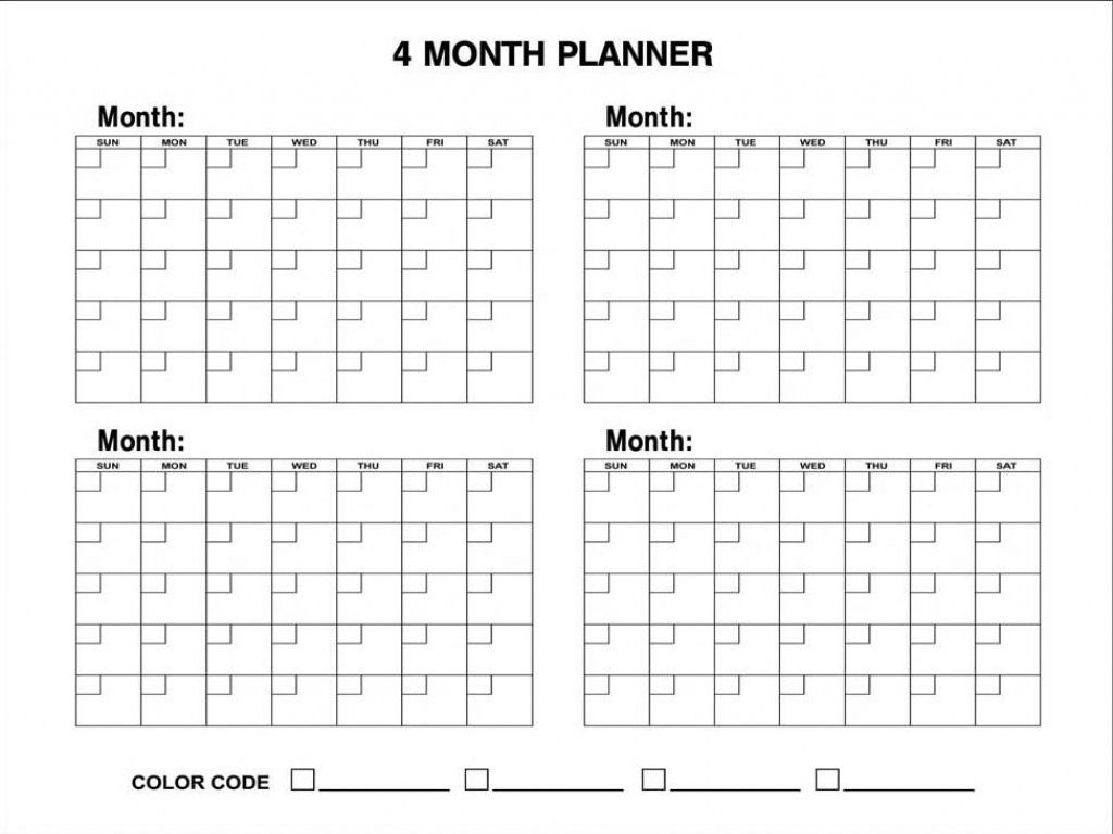 4 Month Free Calendar Template In 2020 | Monthly Calendar