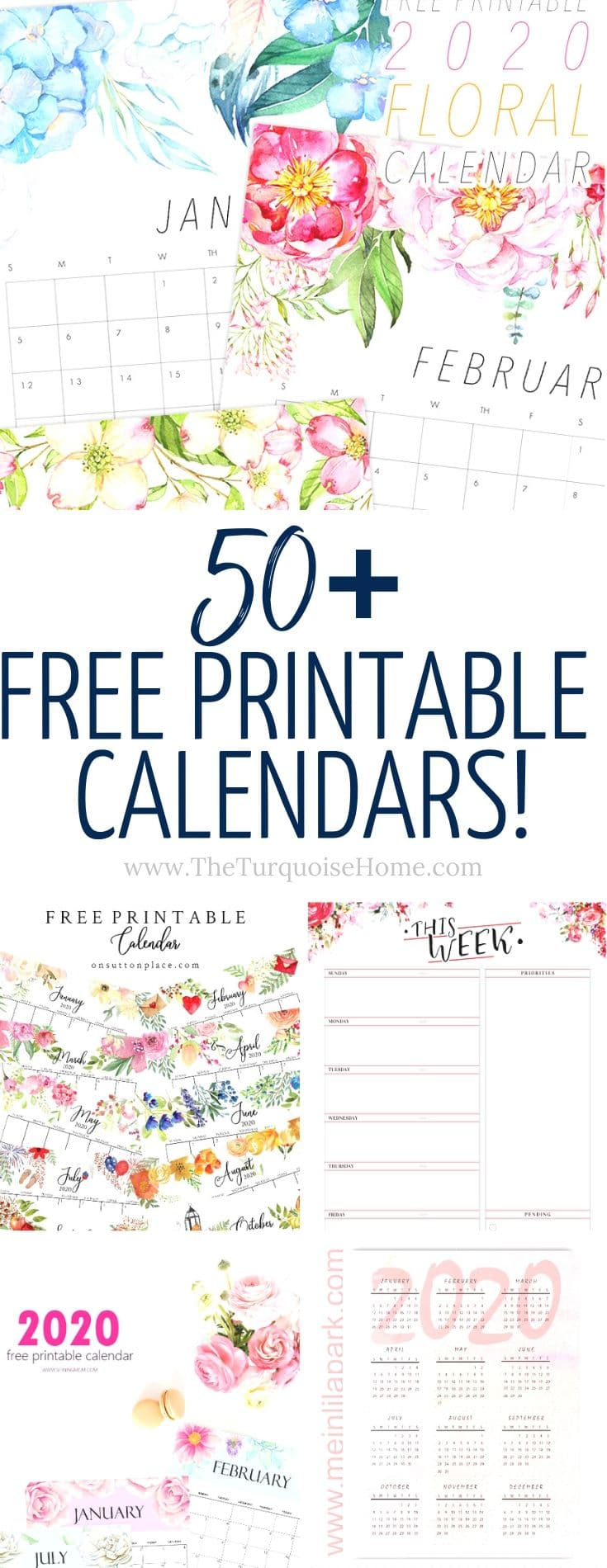 50+ Free Printable Calendars For 2021 | The Turquoise Home