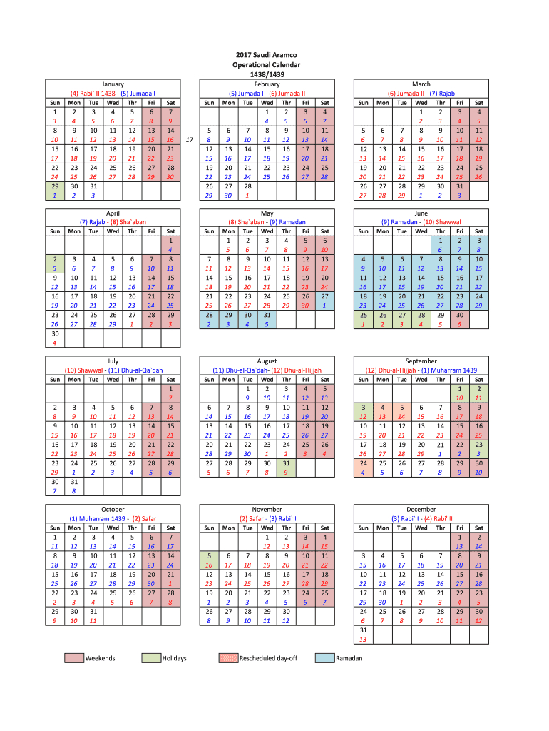 Aramco Operational Calendar 2020 - Fill Out And Sign Printable Pdf Template  | Signnow
