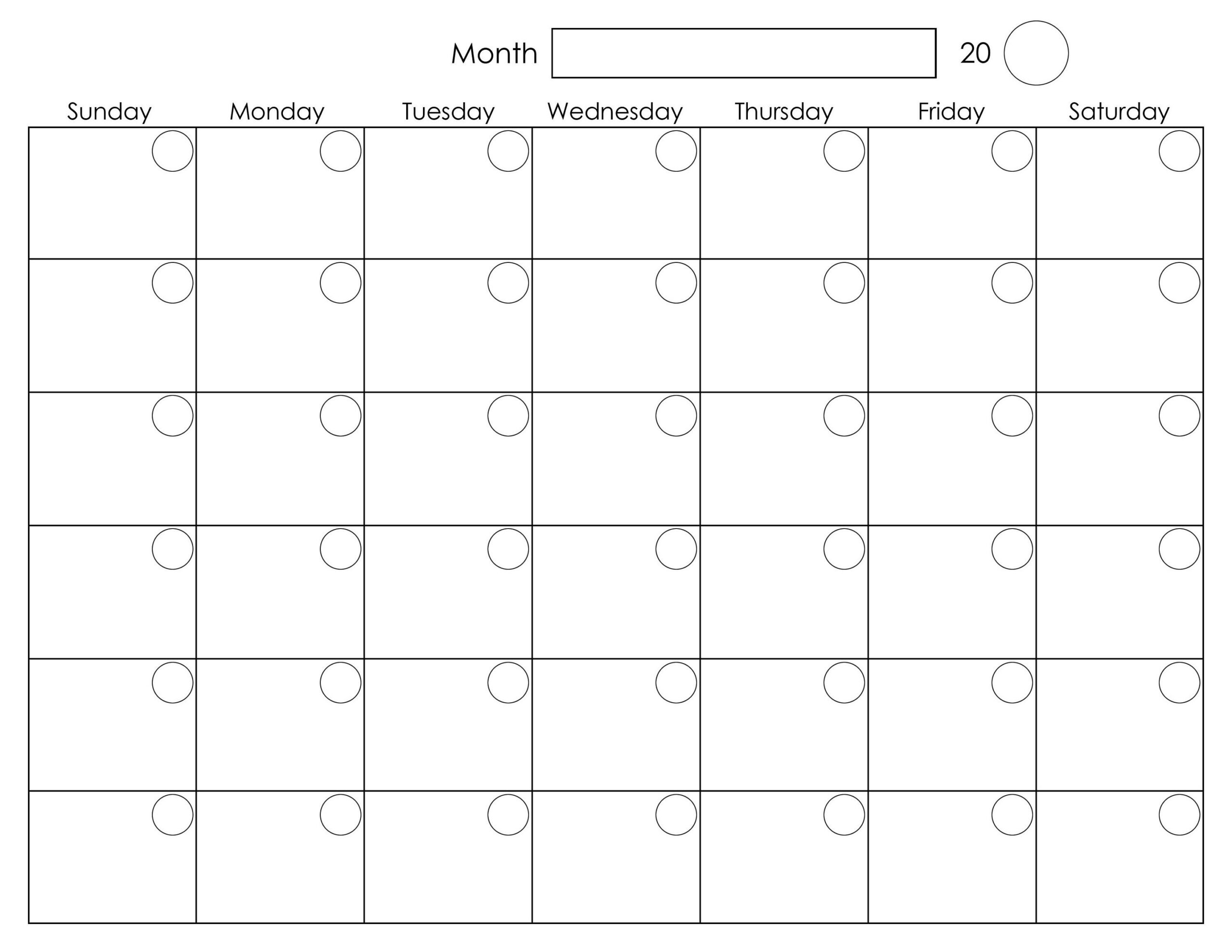 Blank Monthly Calender | Calendar For Planning