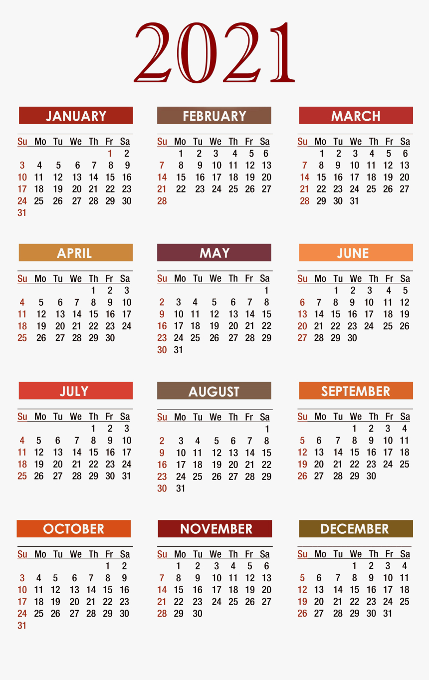 Calendar 2021 Png Free Download - Free Printable 2020