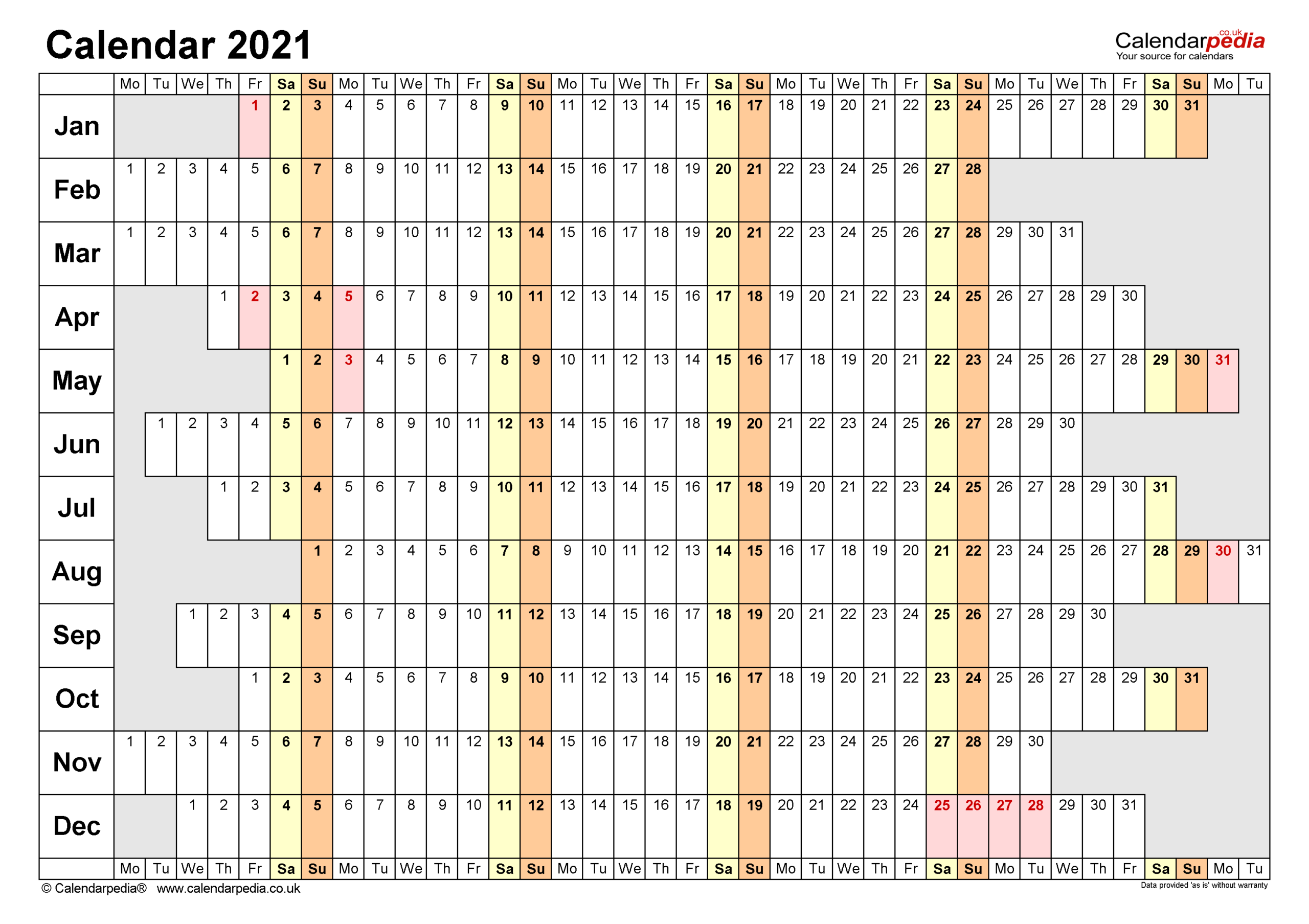 Large Block Printable Calendar 2021 Calendar Printables Free Blank