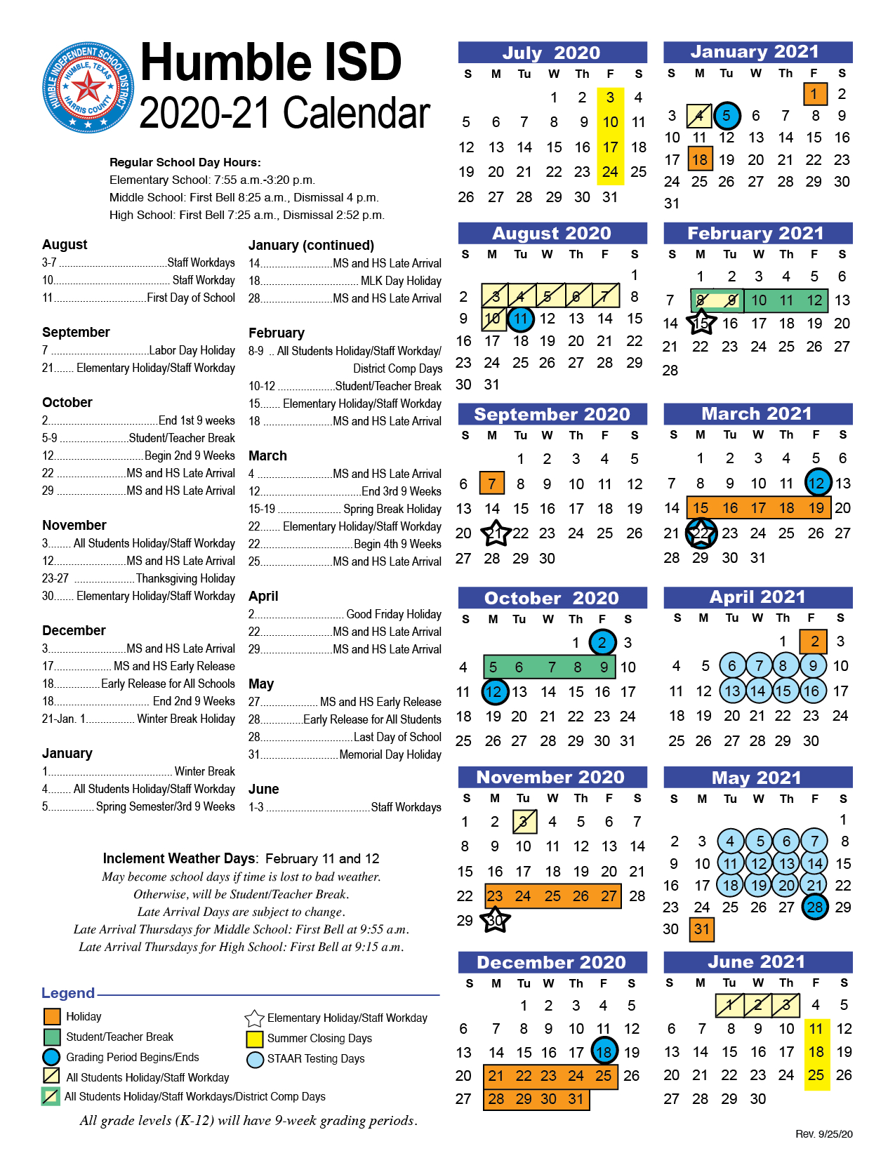 Calendars / Dates / District Calendars/Dates