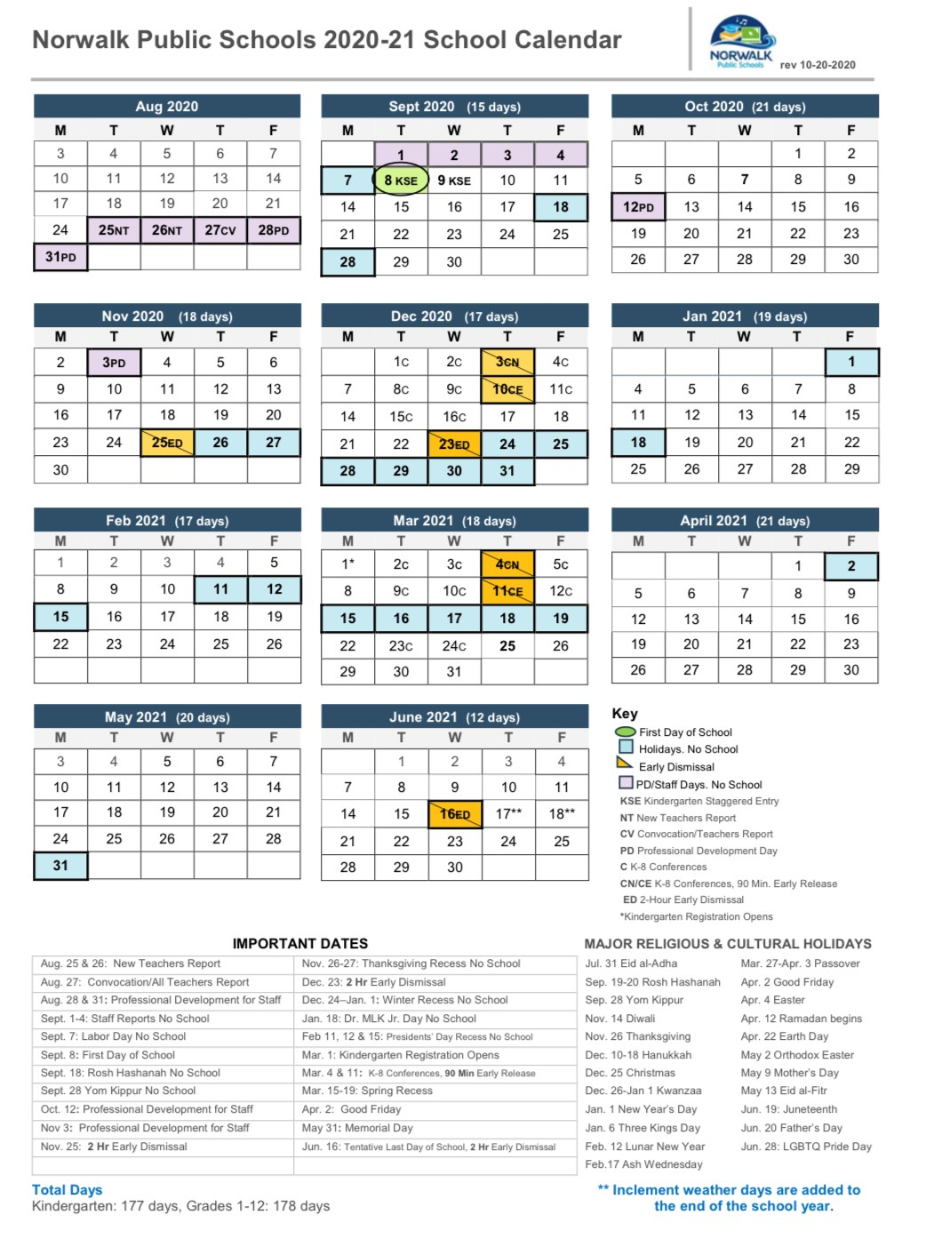 District Calendar - Norwalk Public Schools