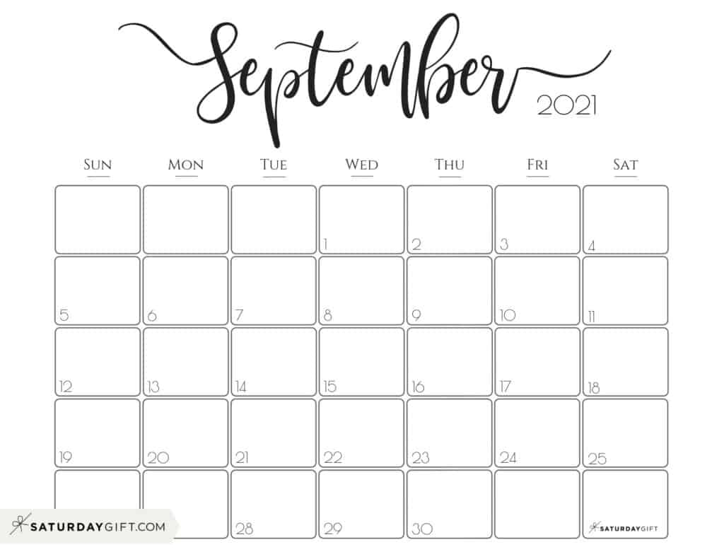 Elegant 2021 Calendar By Saturdaygift - Pretty Printable