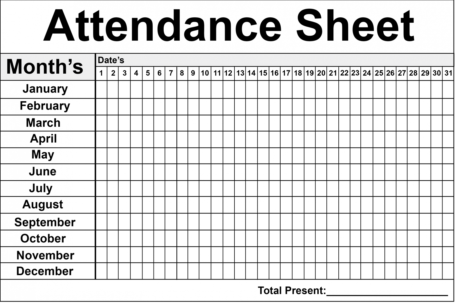 Employee Attendance Sheet | Attendance Sheet, Printable