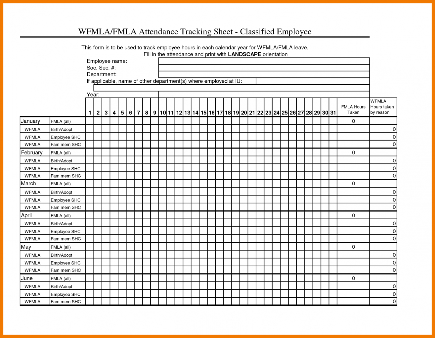 Employee Attendance Sheet Excel Calendar | Paper Worksheets
