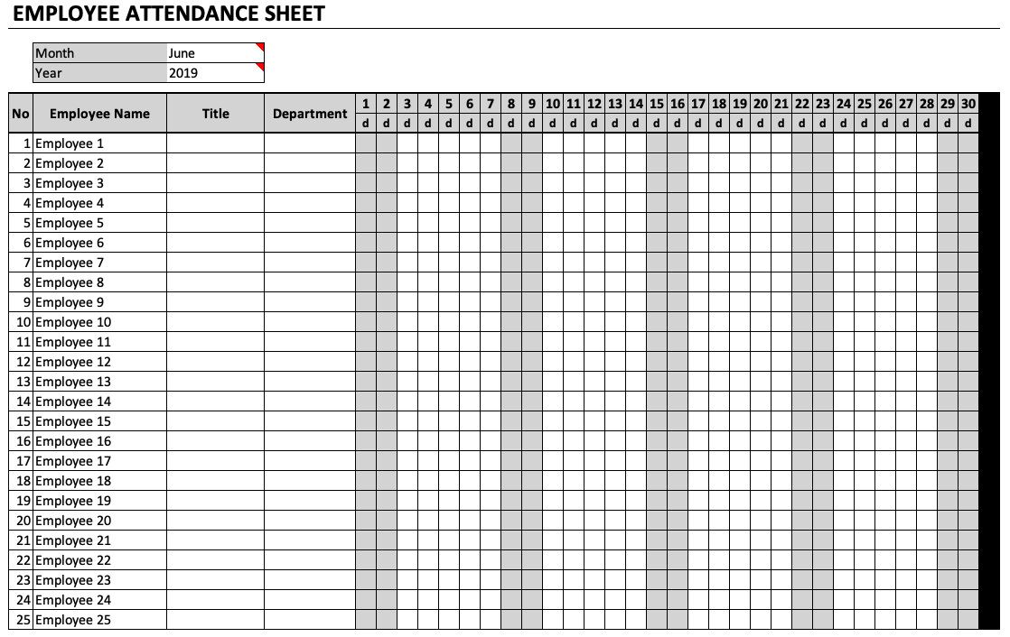 Employee Attendance Sheet Pdf | Attendance Sheet, Attendance