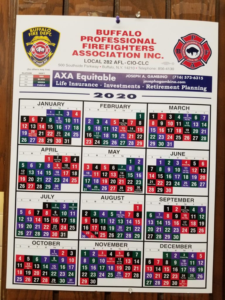 Firefighter Shift Schedule 2020 – Buffalo Firefighters