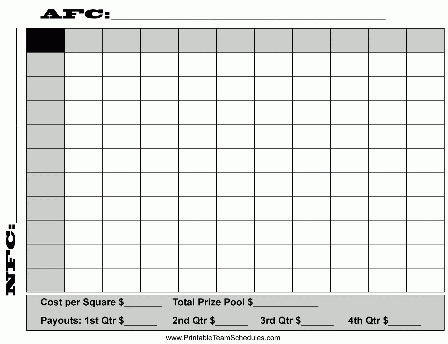 Football Boards Printable Football Squares
