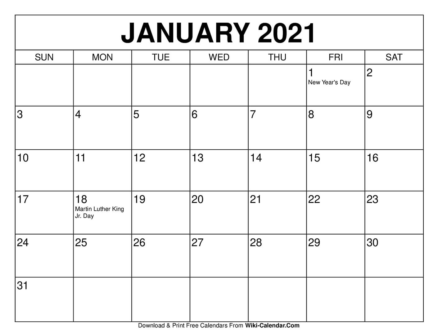 Print Free Calendars Without Downloading 2021
