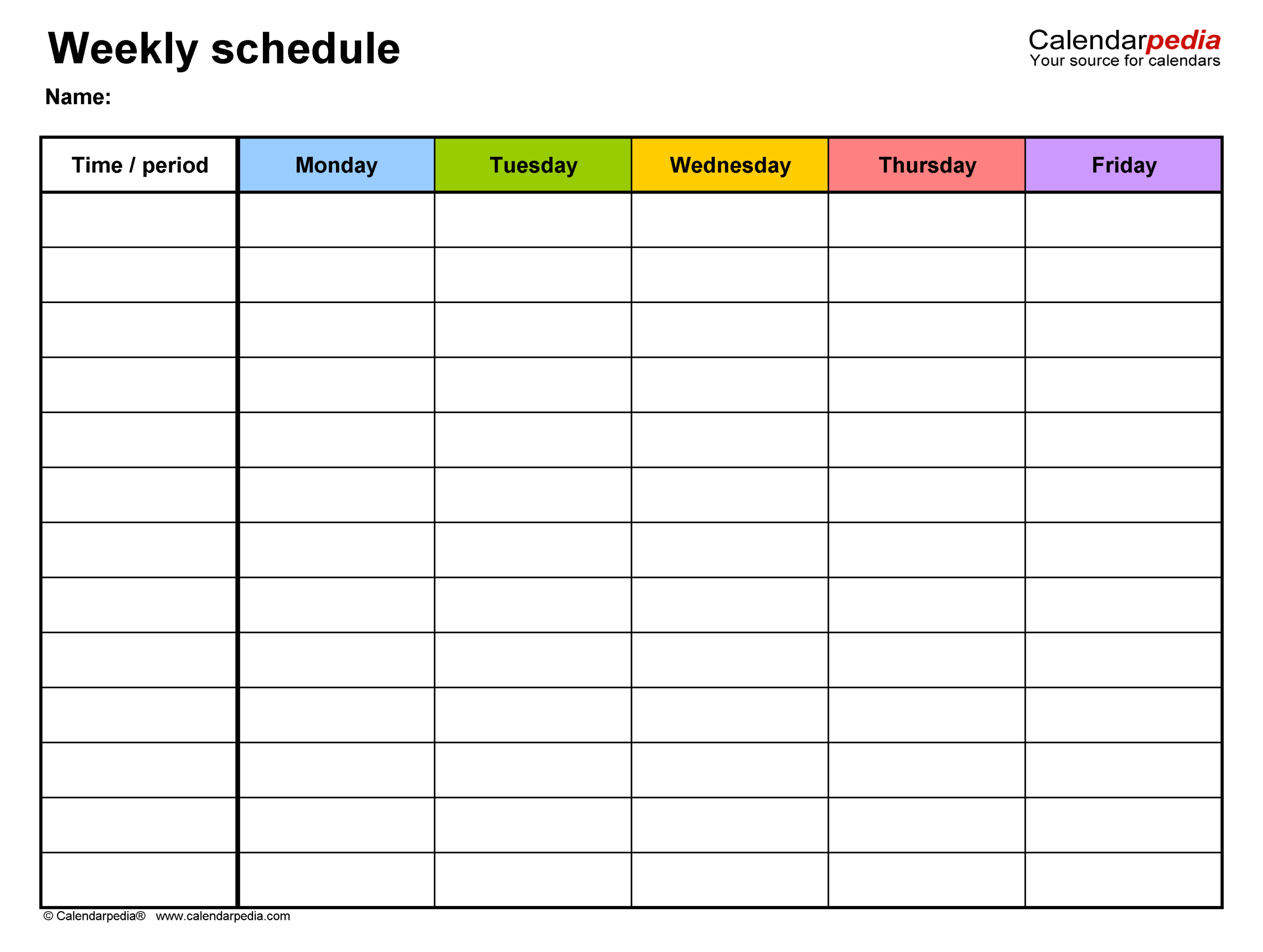 Free Weekly Schedules For Word - 18 Templates