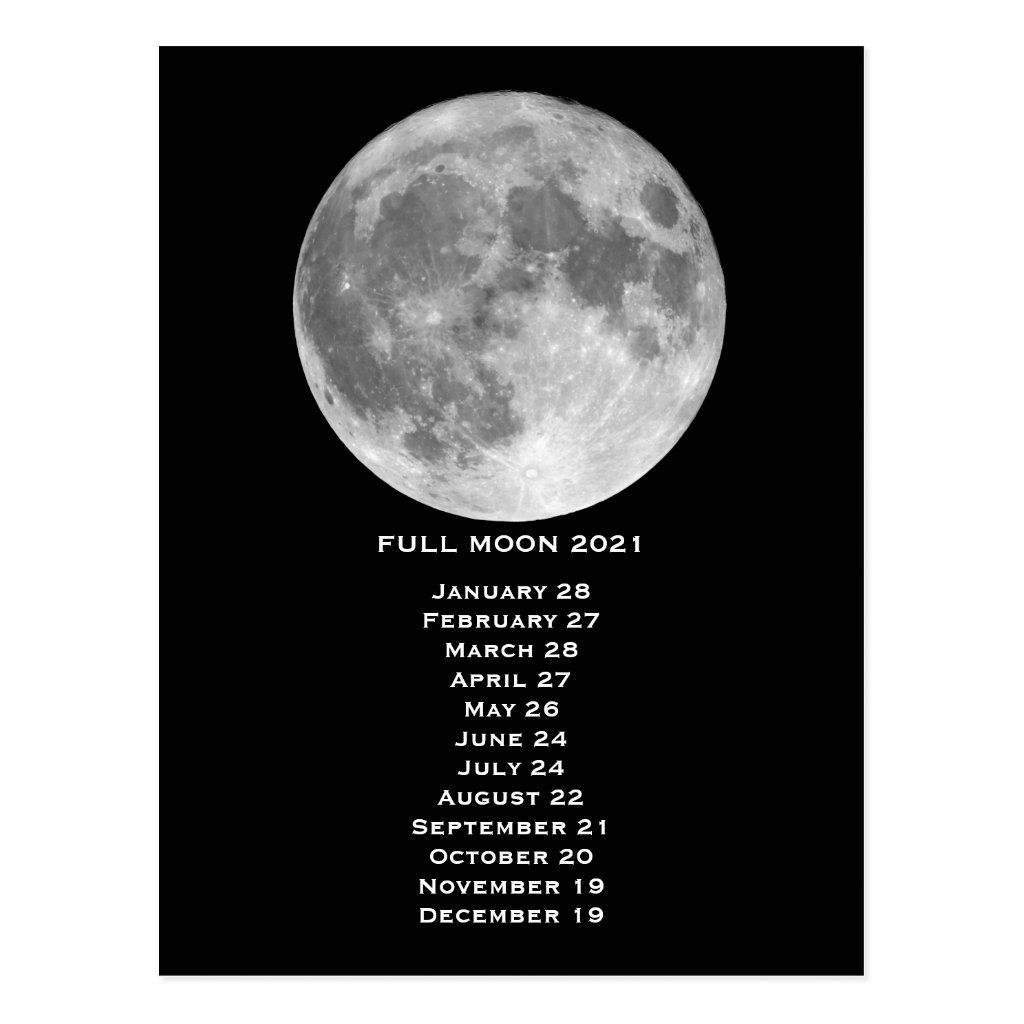 Full Moon Phases Calendar 2021 Postcard | Zazzle | Full