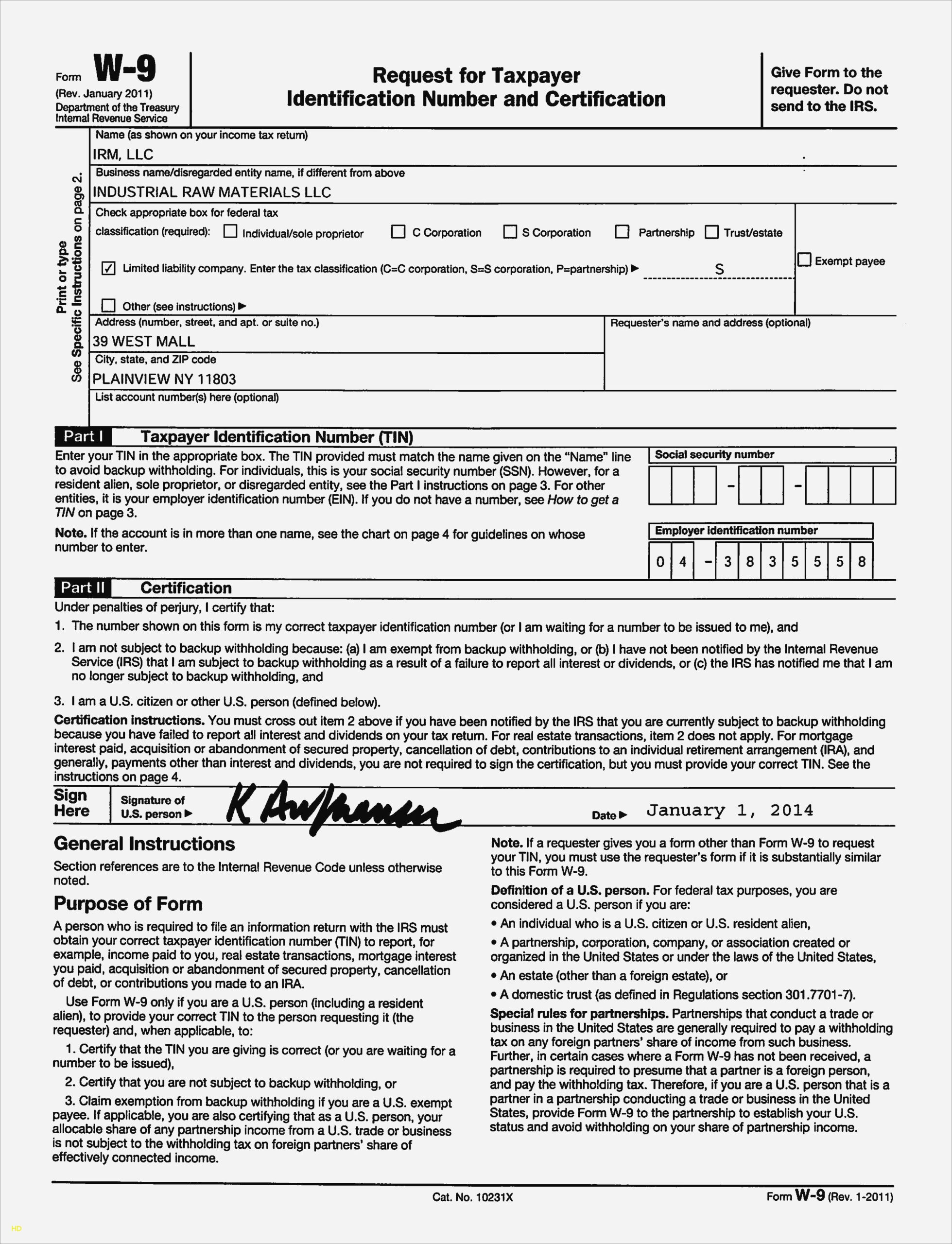 Irs Form W 9 Printable