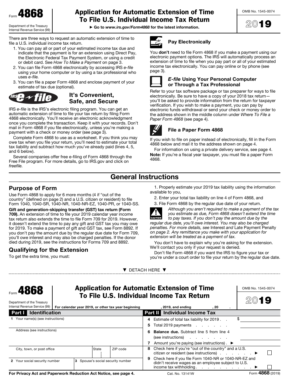 Irs Form 4868 Download Fillable Pdf Or Fill Online